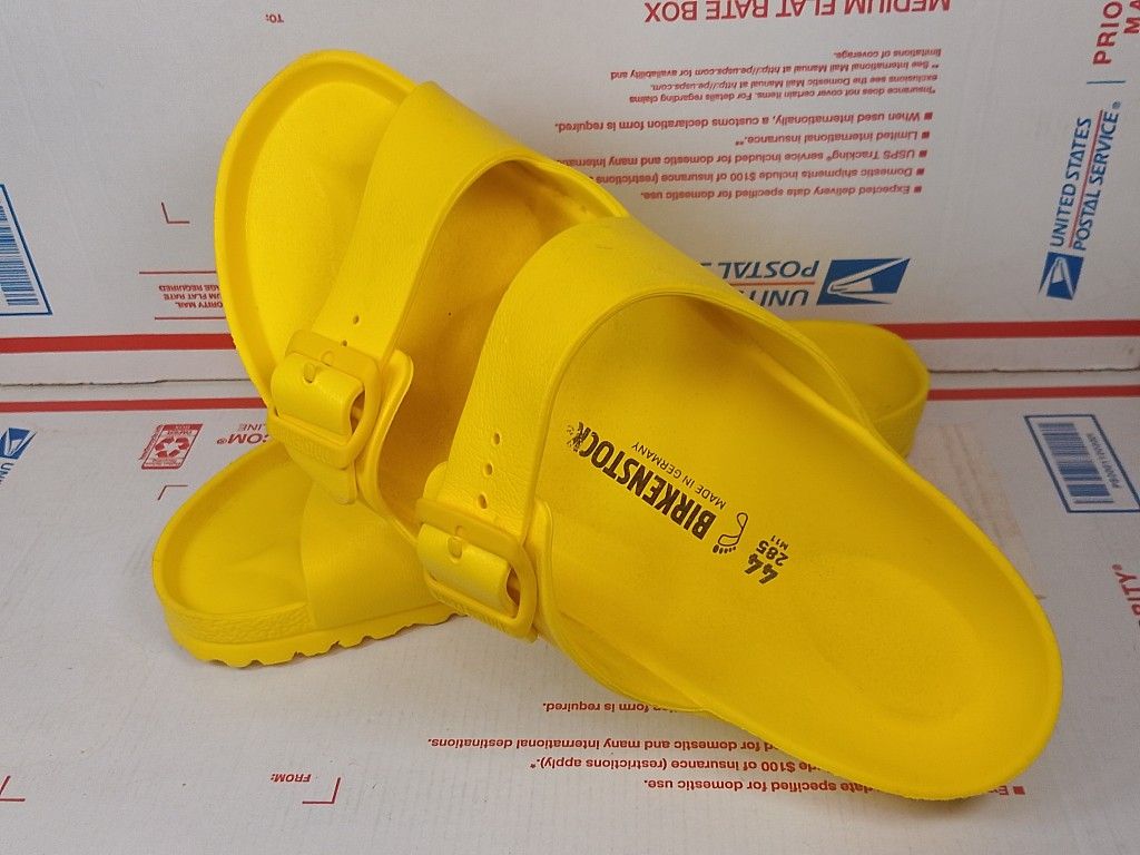 Used Birkenstock Yellow Slip-On Sandals Unisex Size 44 285 M11