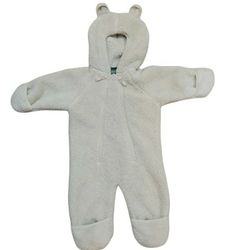 L. L. Bean White Fleece Snow Suit Bunting One Piece Boy Girl Toddler 