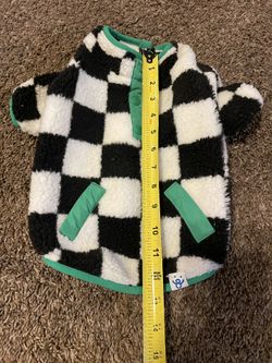 Small Black And White Checked Fleece Dog Jacket