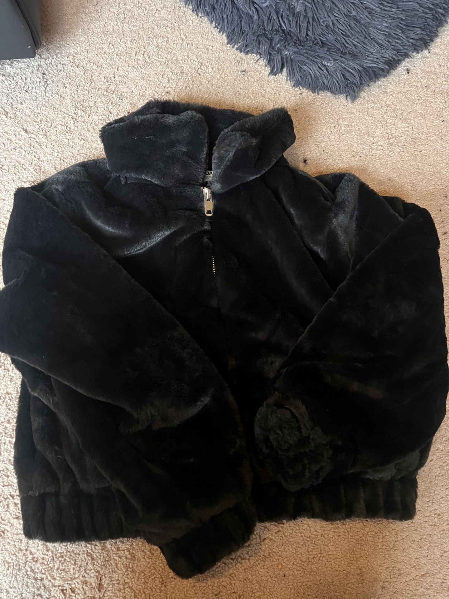 Black No Boundaries faux fur bomber jacket