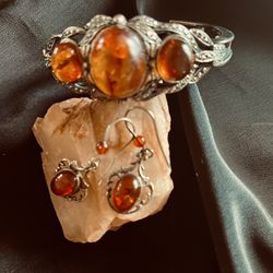 Silver And Amber Bryzantine Jewelry  On Sale 50% Off