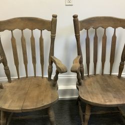 Pair Of Antique Spindle Back Chairs. Made In Yugoslavia.