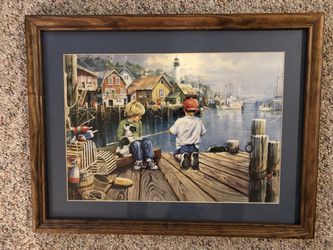 Children Fishing on the Dock Picture