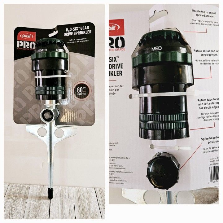 Orbit Pro H20-Six" Gear Drive Sprinkler 80ft Diameter Contractor Grade Lawn & Garden Water Sprinkler.

 Makes a great holiday Christmas gift or stocki