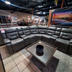 3 Pc Sectional Leather Couch Reclinable 
