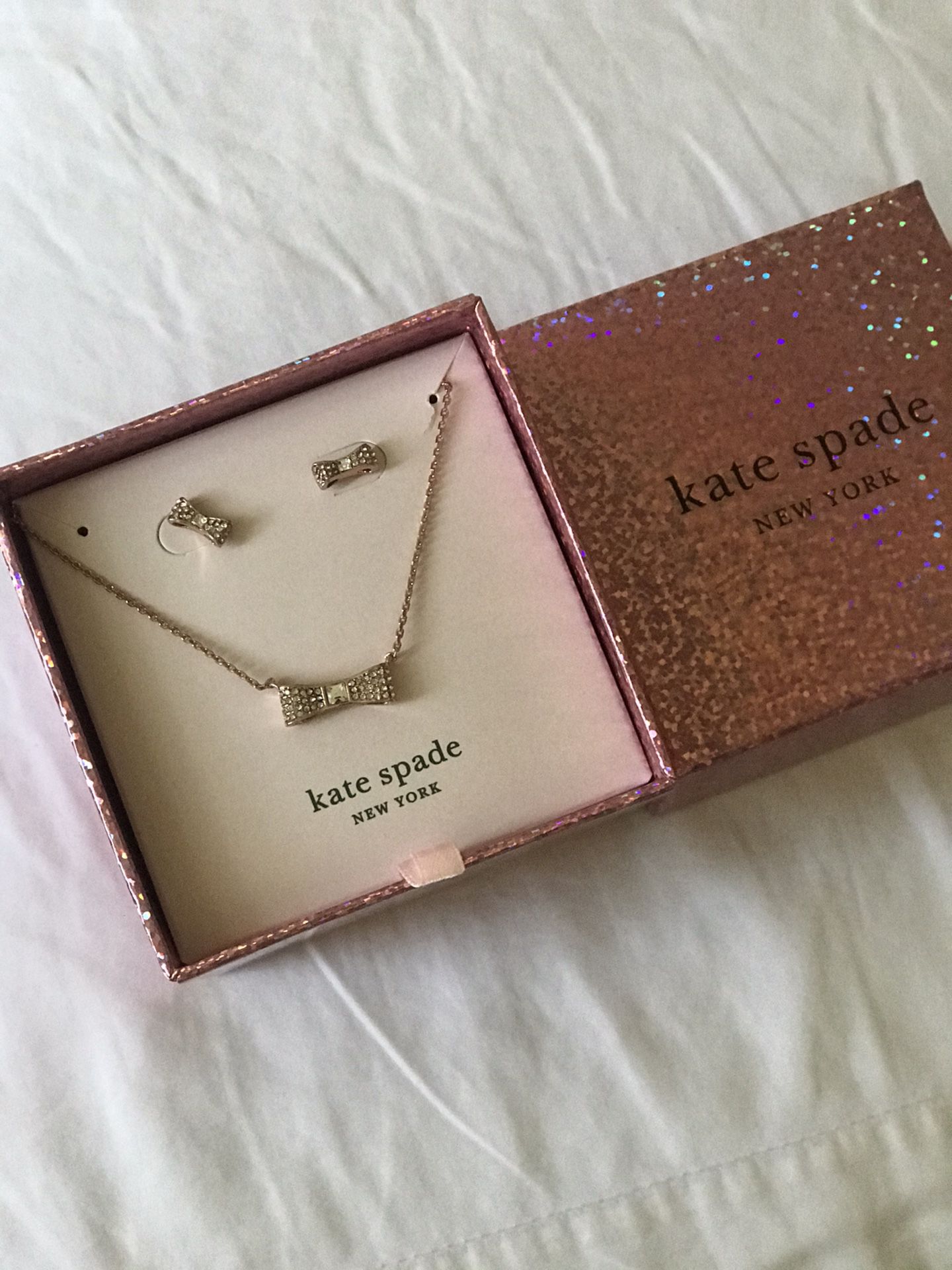 Kate spade bow earring and necklace set
