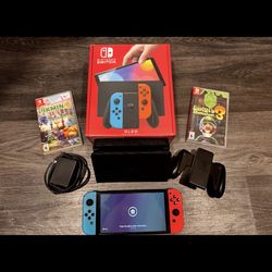 Nintendo Switch Oled With Games And  Box