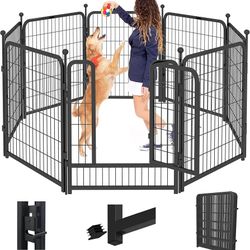 Heavy-Duty 40" Dog Playpen – 8 Panels w/ Door