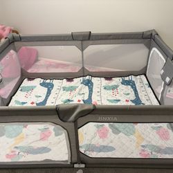 75”x79” Room Playpen With Mat 