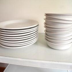 Fiestaware 10 plates and 9 bowls white