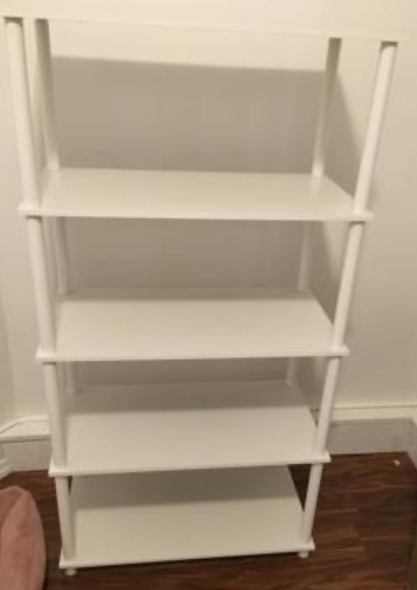 New!! 5 Shelf Unit,Bookcase, Storage Organizer-White