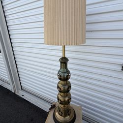Vintage Stiffel Brass Floor Lamp w/ Alabaster Stone Accents MCM Circa 1960s
