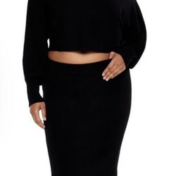 Plus Size Sweater-Knit Top & Skirt Set 1X
