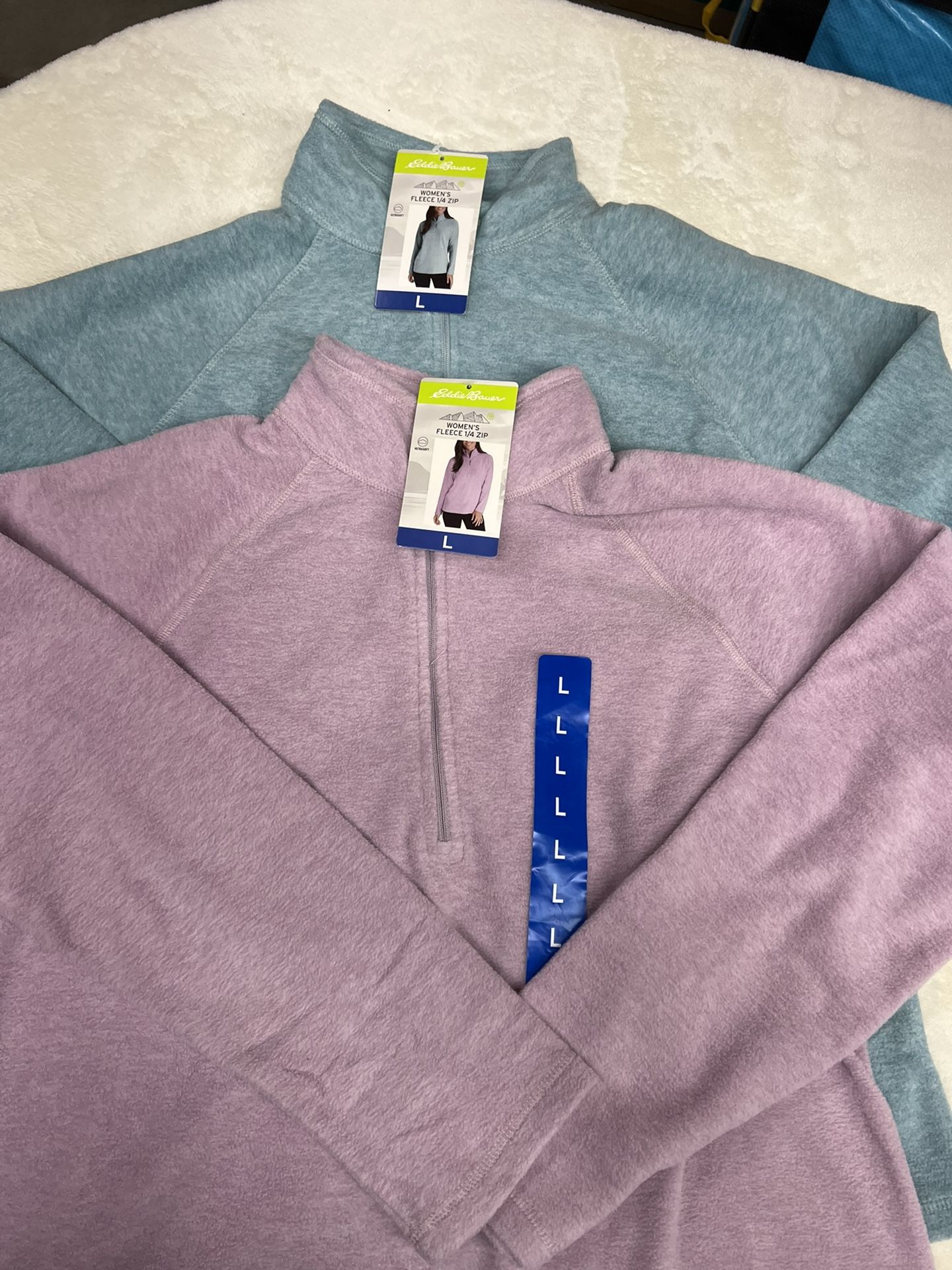 Bundle of NEW Eddie Bauer 1/4 Zip Fleece Shirts! Size Women’s Large.