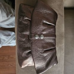 BRIGHTON BRONZE Leather Mini SHOULDER BAG Silver Chain CROSSBODY Clutch