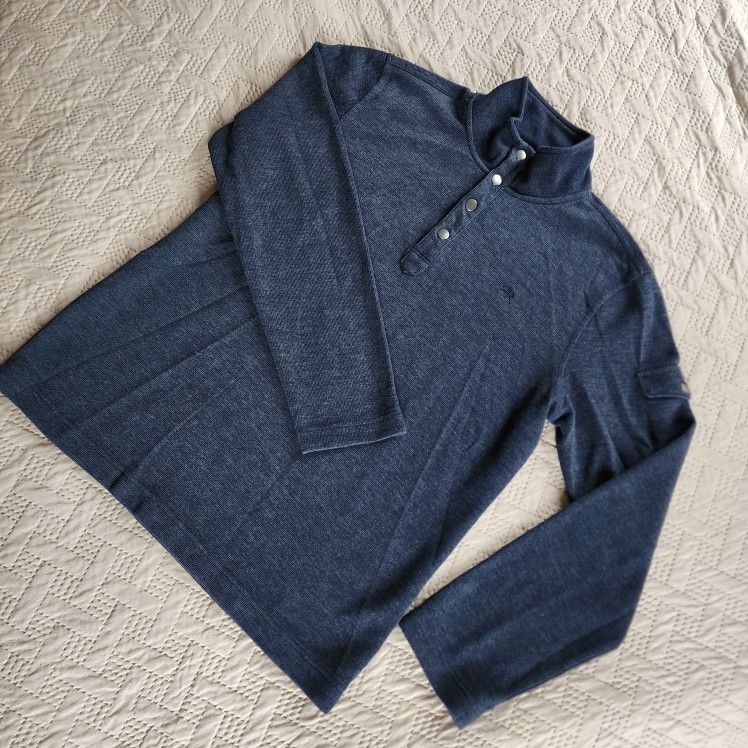 Banana Republic Mens L Dk Gray Long Sleeve Pullover Sweatshirt Mock Neck