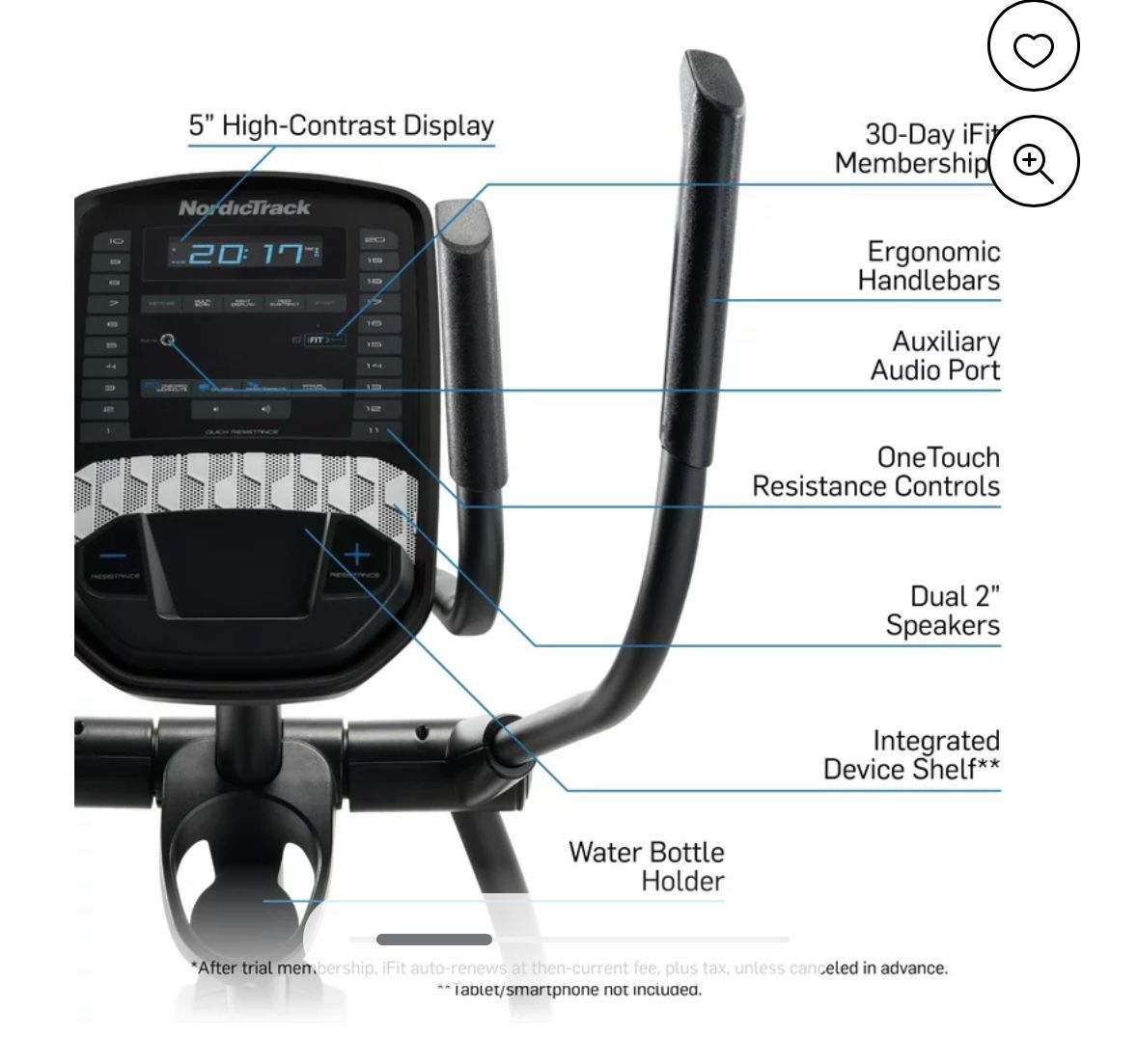 NordicTrack Studio Smart Elliptical with 20 Digital Resistance Levels