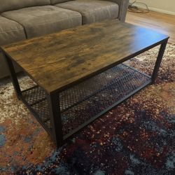 Industrial-Style Coffee Table – 2 Tiers w/ Mesh Shelf