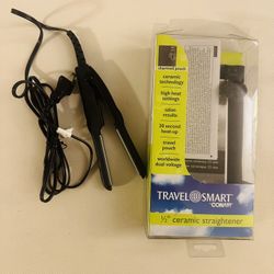 NEW Travel Smart by Conair Mini 1/2-inch Ceramic Flat Iron