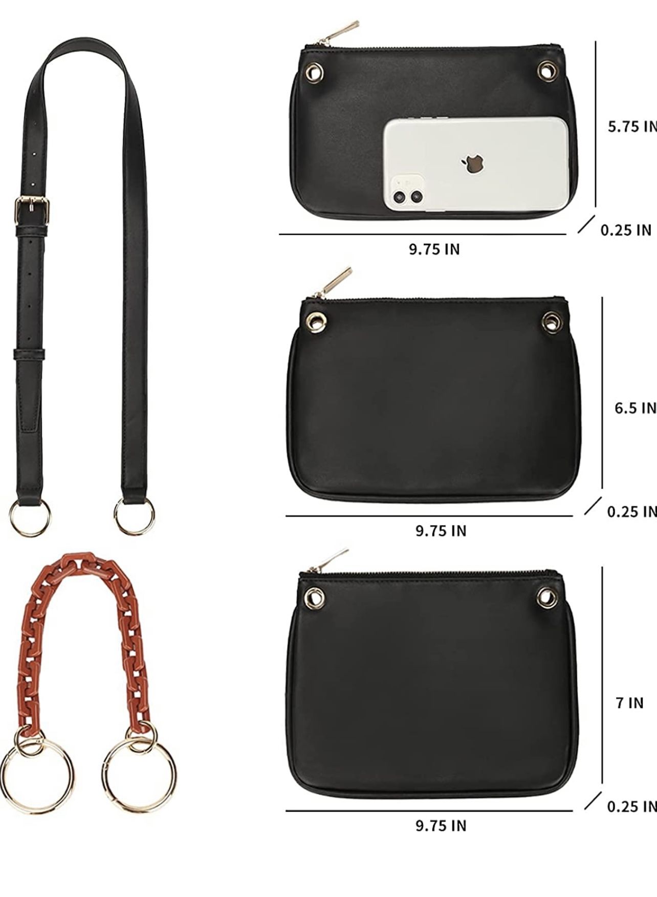 TLOG Women Bag Leather Crossbody Purses With Multi Functional Detachable And Unique Acrylic Chains