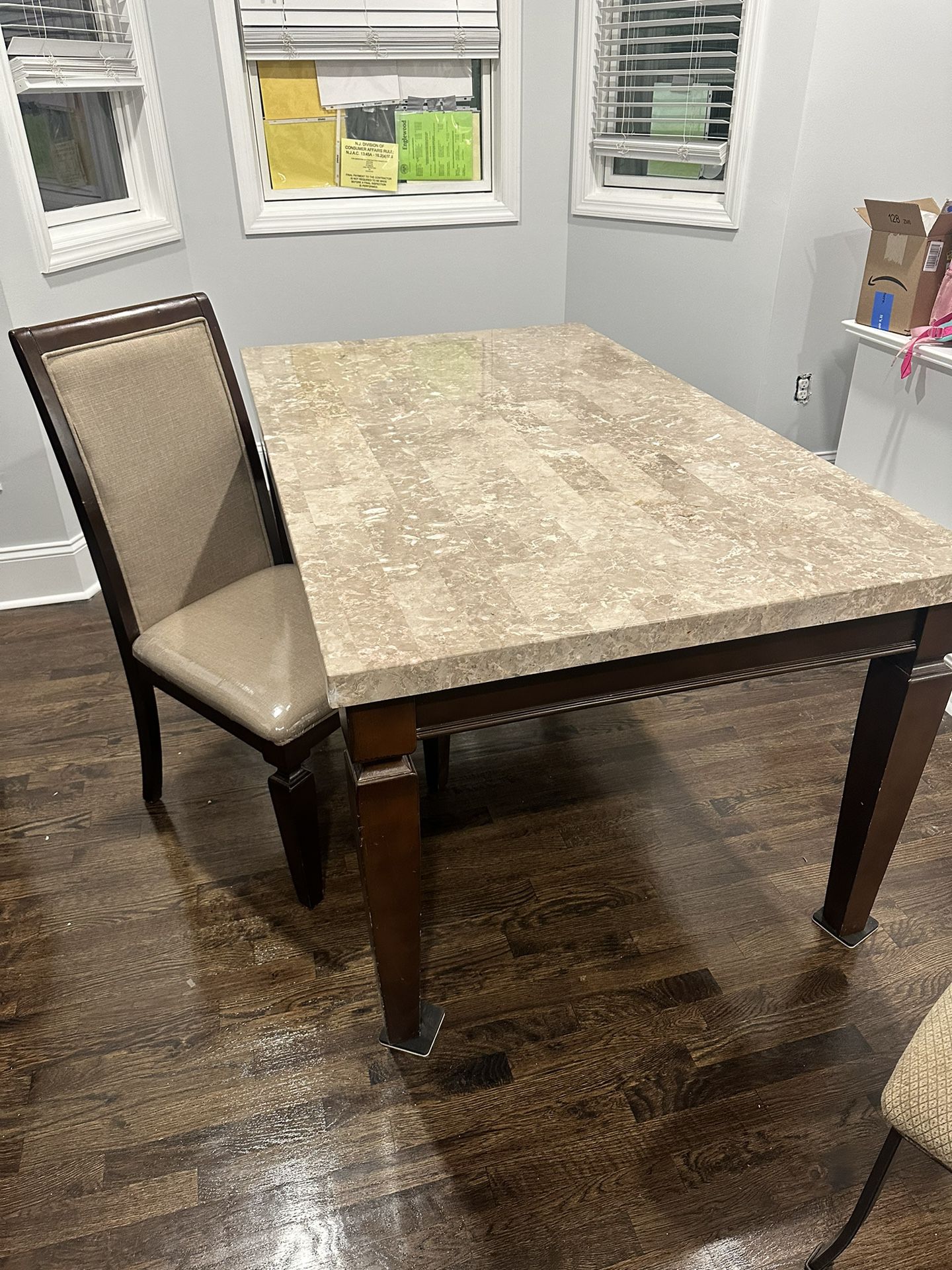 Marble Top Dinning Room Table Set 