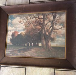 Antique Lithograph By Herman Rudisuhli Pastoral Scene