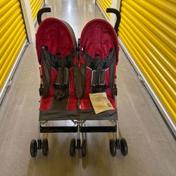 Brand New Delta Children LX Side by Side Double Stroller Compact Red Gray