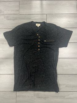 Diesel Men’s Medium Gray Black Heather Henley Short Sleeve Pocket Shirt M