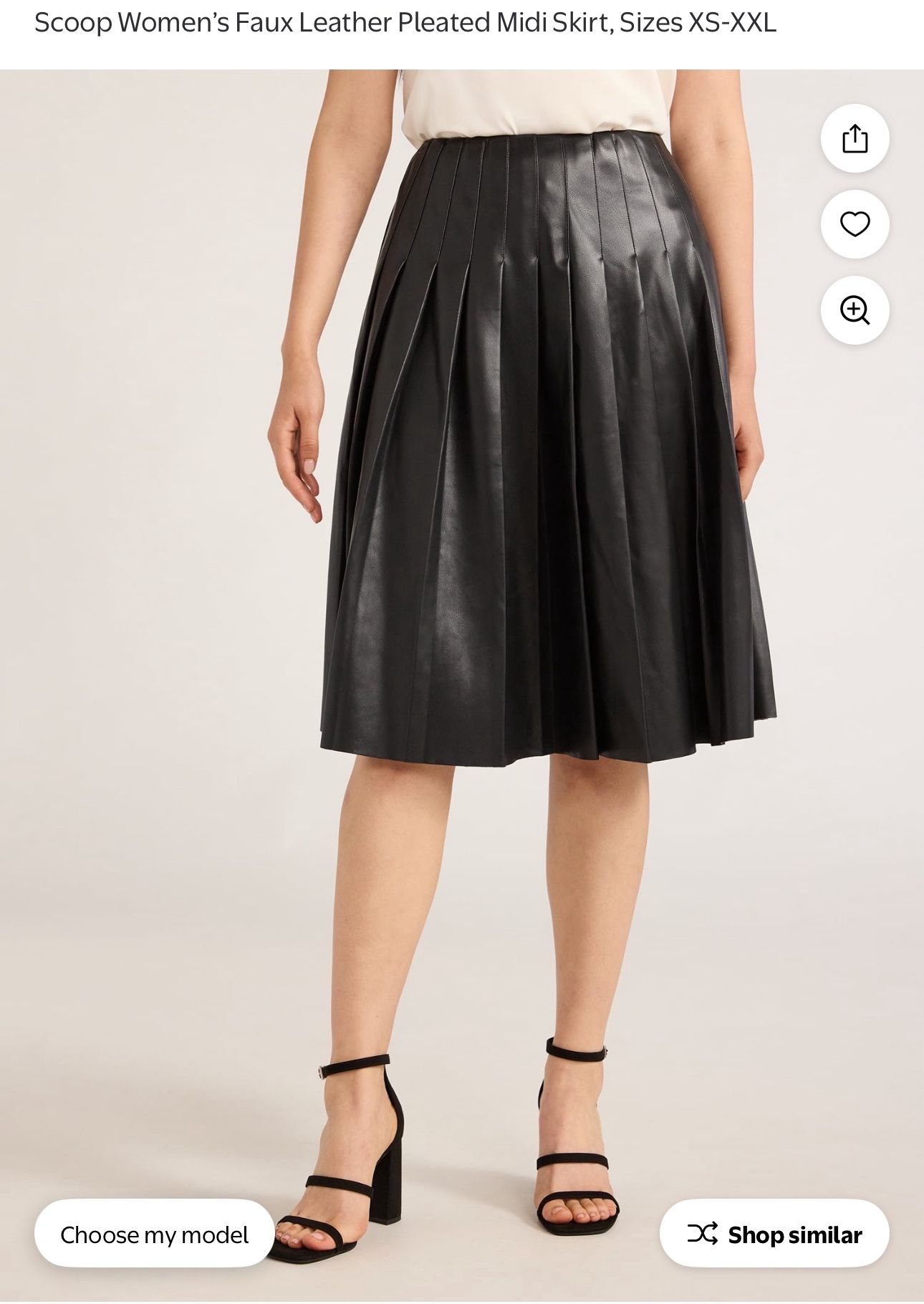 Faux  Leather Pleated Skirt