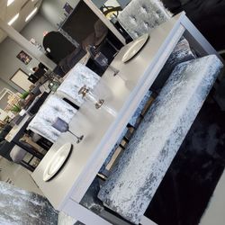 🙋‍♂️6pc Glam Dining Table Chairs Bench, 👉Furniture Sectional Queen Bed, Bunk Beds Avail 