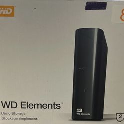 New WD Elements 8TB USB 3.0 Desktop Hard Drive WDBWLG0080HBK-NESN Black /Sealed