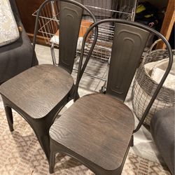 Two Metal Wood Seat Chairs 30 Ea