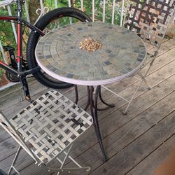 IRON TABLE AND CHAIR PATIO SET 