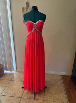 Prom Dress- Size 4, Neon Pink Chiffon with tie back
