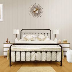 New queen size metal bed frame with headboard with footboard