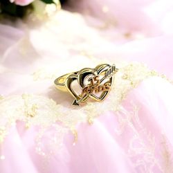 14kt 3.70g Tri Color Gold Heart/Arrow Sweet 15 Ring