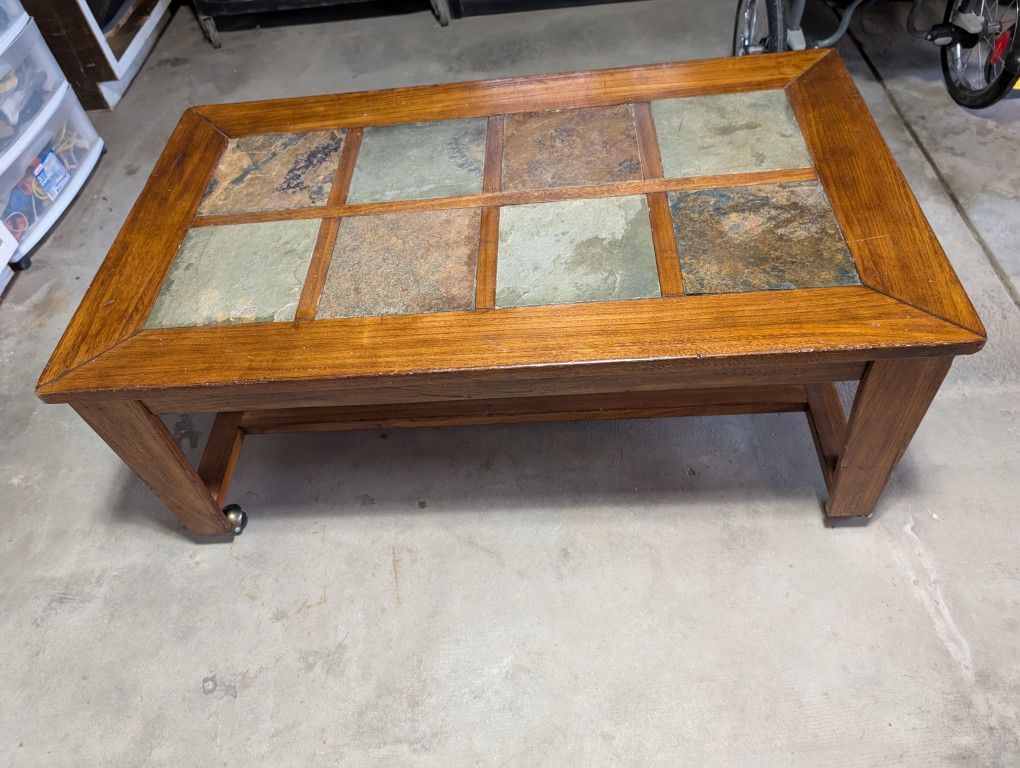 Coffee Table Wood And Slate