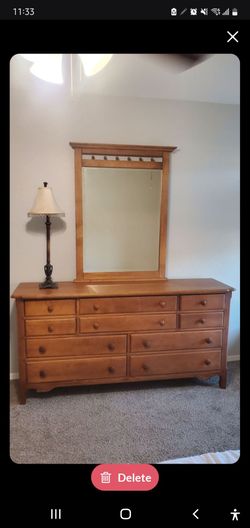 Solid Wood Dresser with Matching Mirror