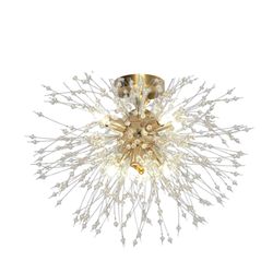 6-Lights Crystal Chandelier Indoor Modern Creative Dandelion  Flush Mount Ceiling Lamp