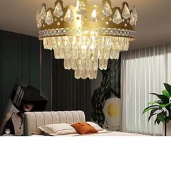 Ludaomp Gold Crystal Chandeliers Pendant Light Fixtures Modern Simpl