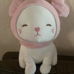 miniso pink and white kitty plush