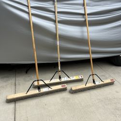 3 Rubbermaid commercial push broom 36” asking $35 each 
