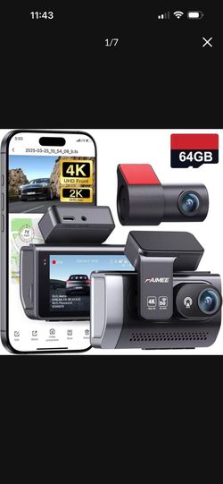 Brand new in box 4K+2K Dash Cam Front and Rear, Dash Camera for Cars 2 Channel, 64GB Card Included, 5.8G/2.4G Dual WiFi, Built-in GPS, Night Vision, W