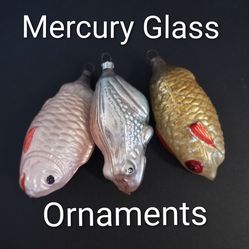VINTAGE MERCURY GLASS CHRISTMAS TREE ORNAMENTS ($35/each)