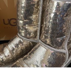 Ugg Size 8 Silver Sparkling Classic 