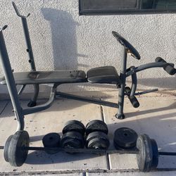 Bench with Bar And Weights 