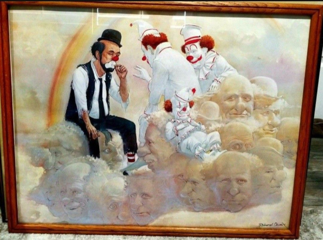 Rare Find Of Robert Owen's Clown Print Of The Painting Titled "Pot At The End Of The Rainbow " 1979