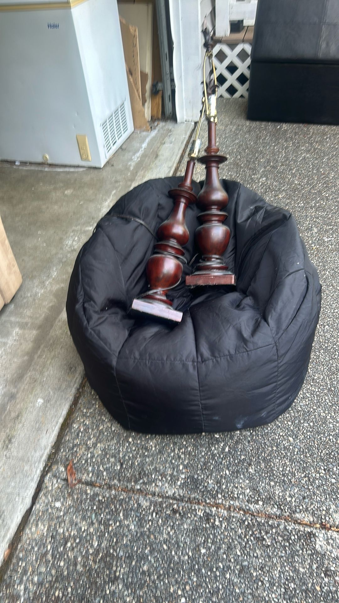 Bean Bag Chair And Lamps