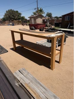 Handmade Wooden Workbench with Lower Shelf -  - Strong