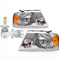 New Headlights and New LED Bulbs for Ford F150 Fits 2004 through 2008
